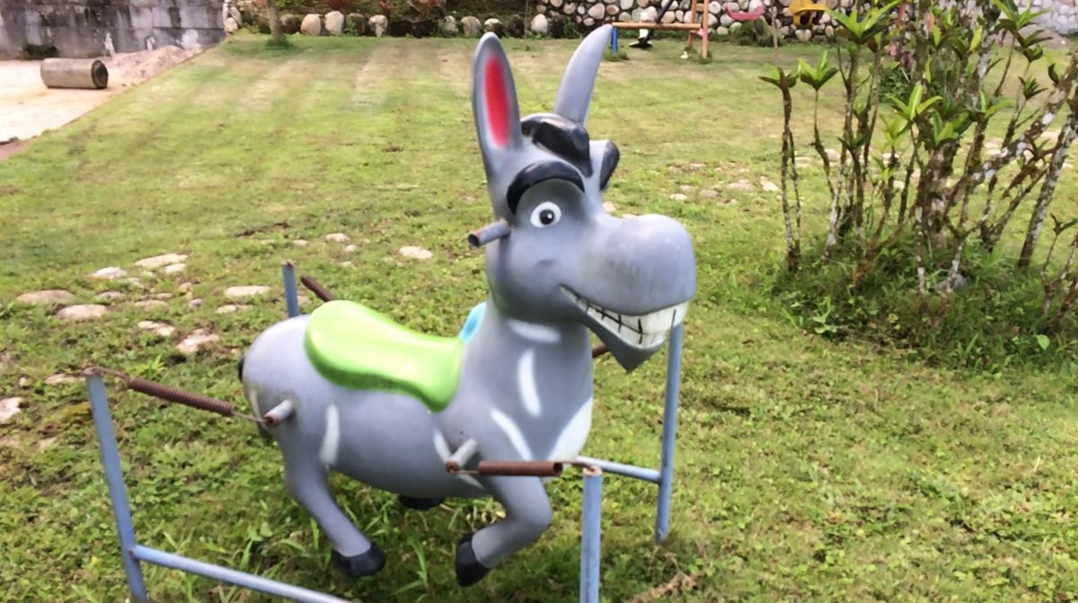 A children's ride in the form of a donkey.