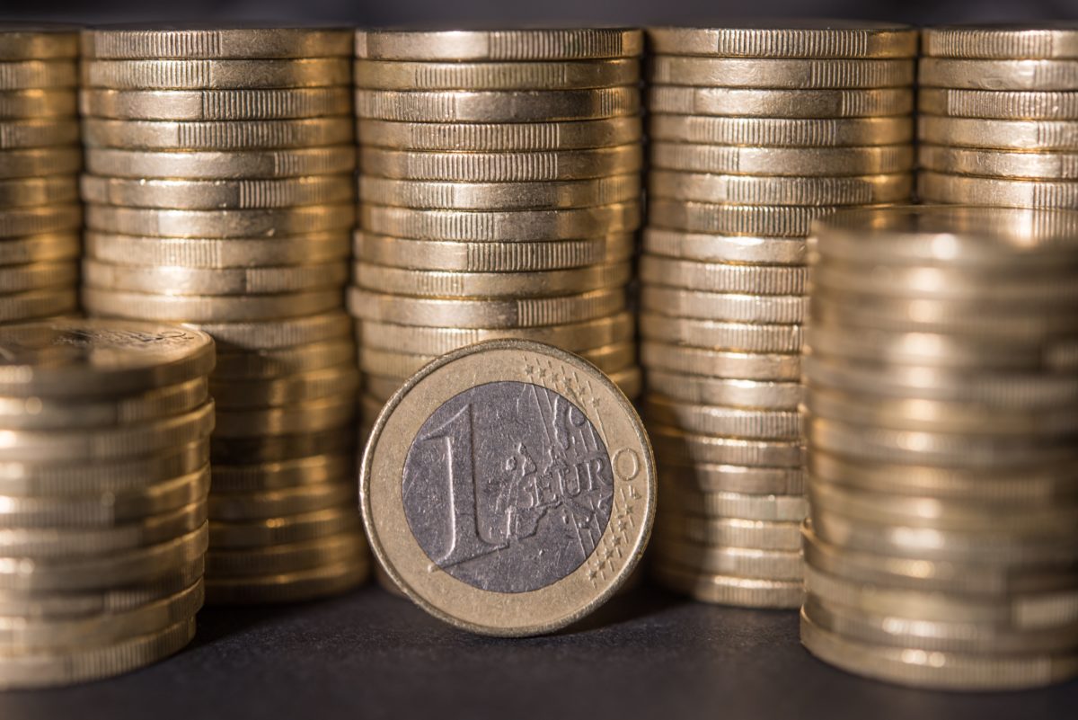 Pile of Euros coins.
