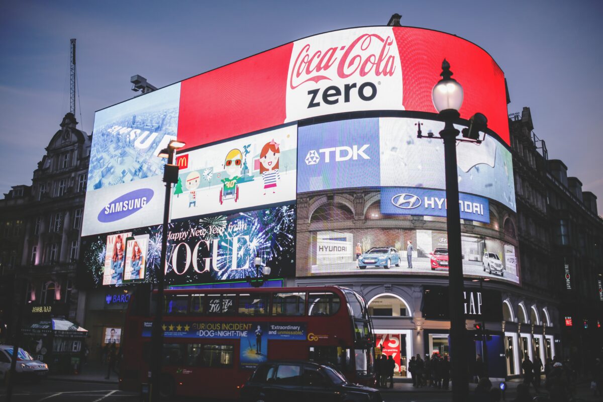 Neon signs in London, England.