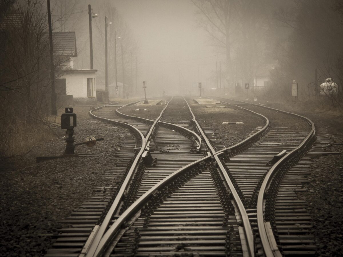 railway tracks branching off in different directions