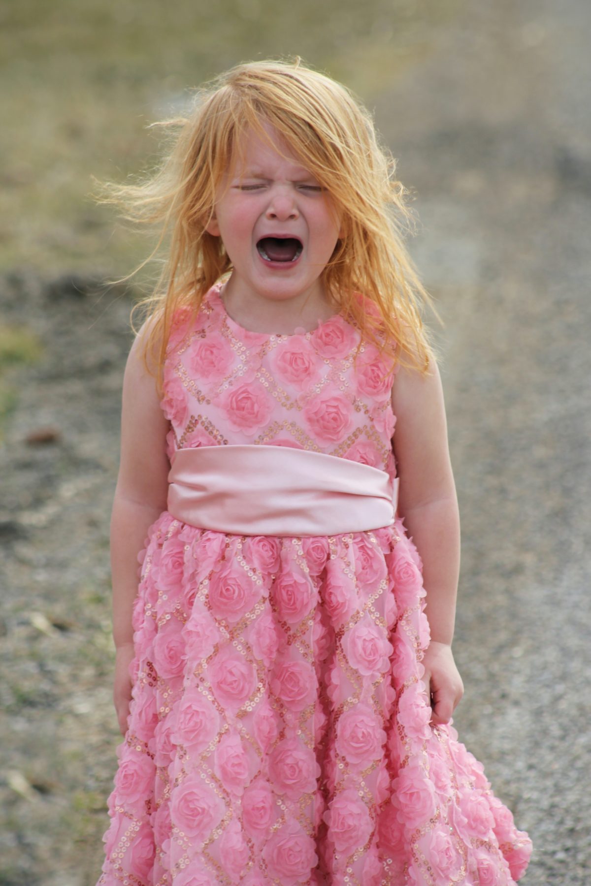 Young girl crying.