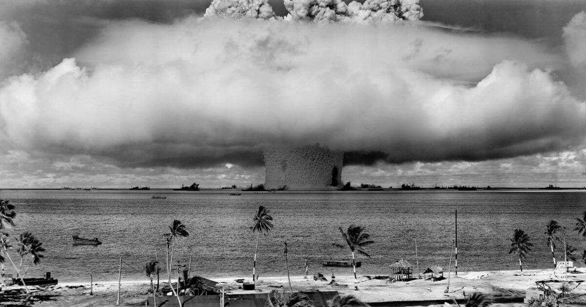 Atomic bomb mushroom cloud.