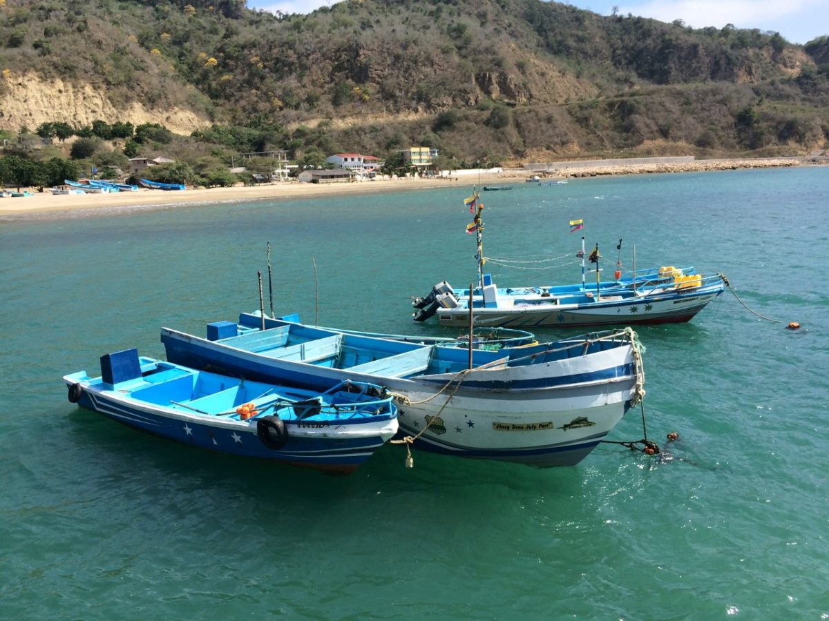 Fishing boats off the coast of Puerto Lopez, Ecuador