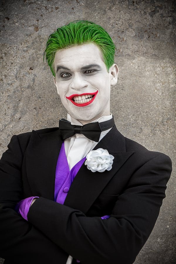 An evil looking Joker character.