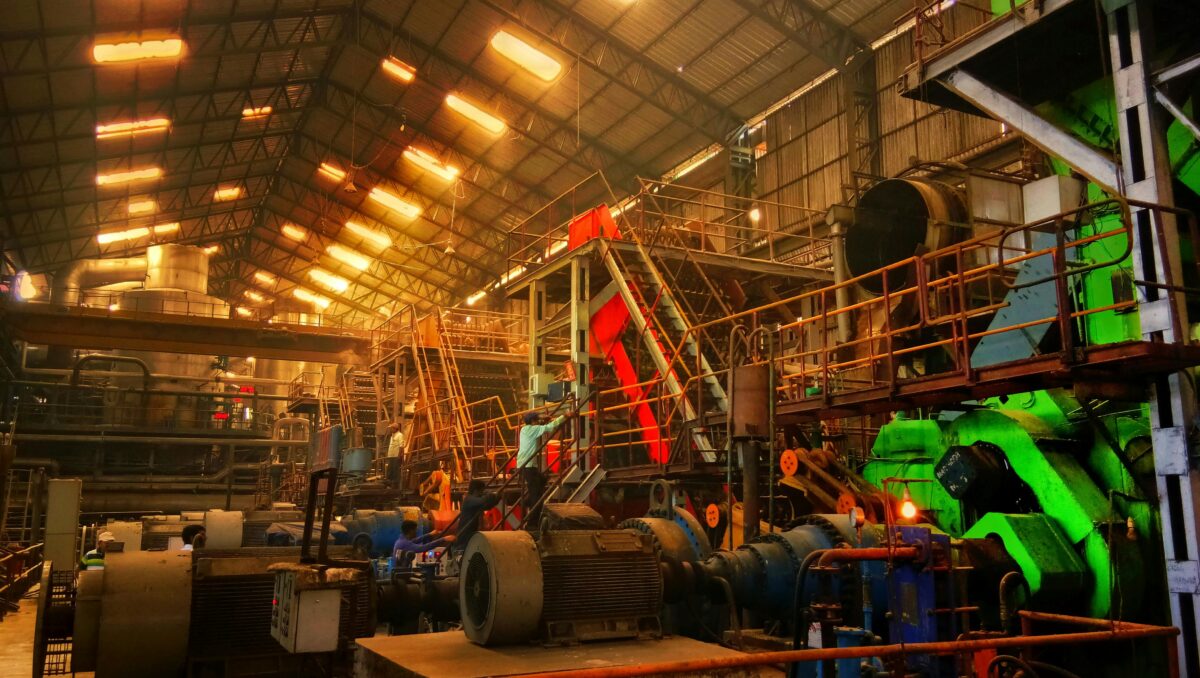 Machinery in a factory;