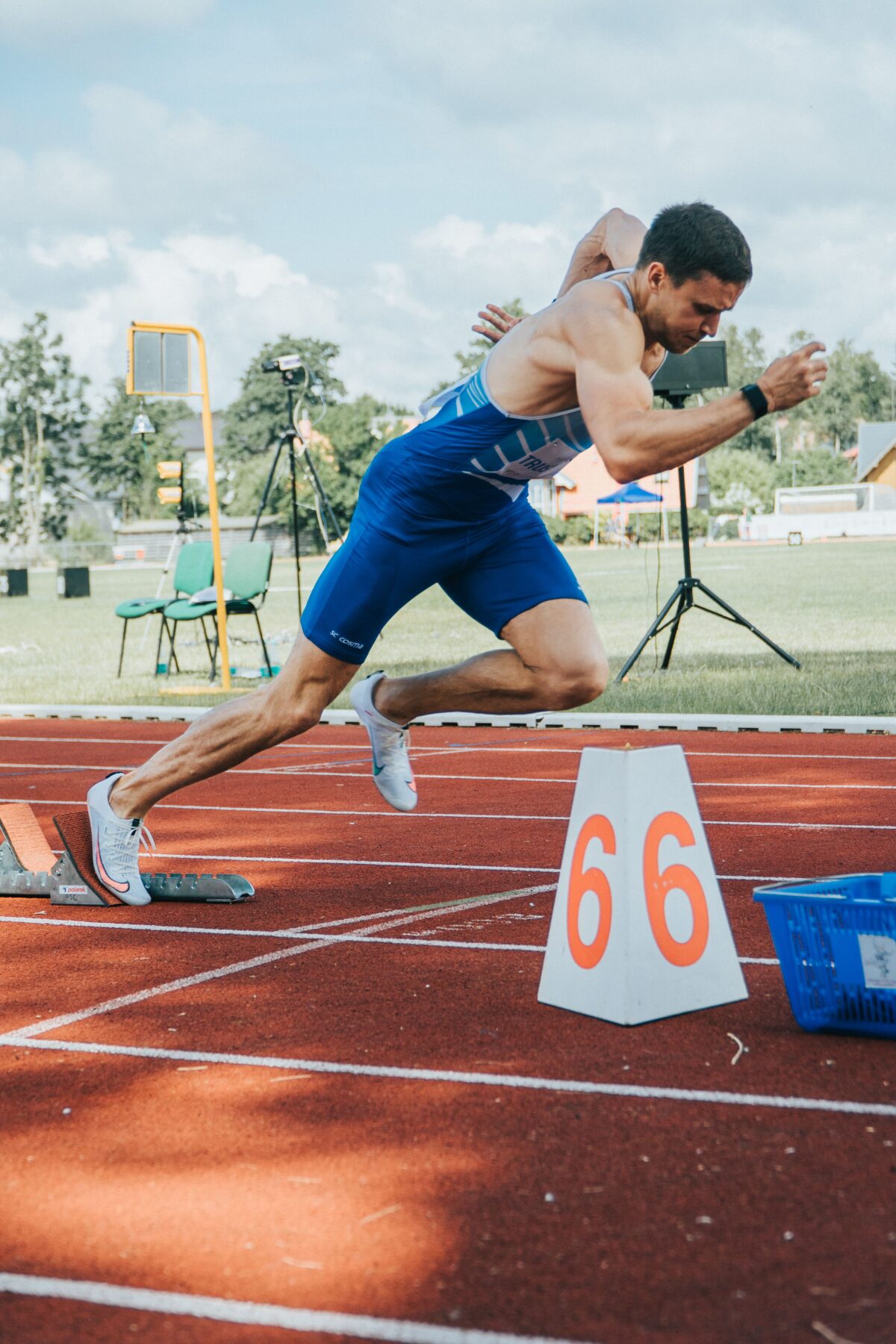 A sprinter starting a race